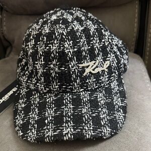 Karl Lagerfeld Monochrome Tweed Cap